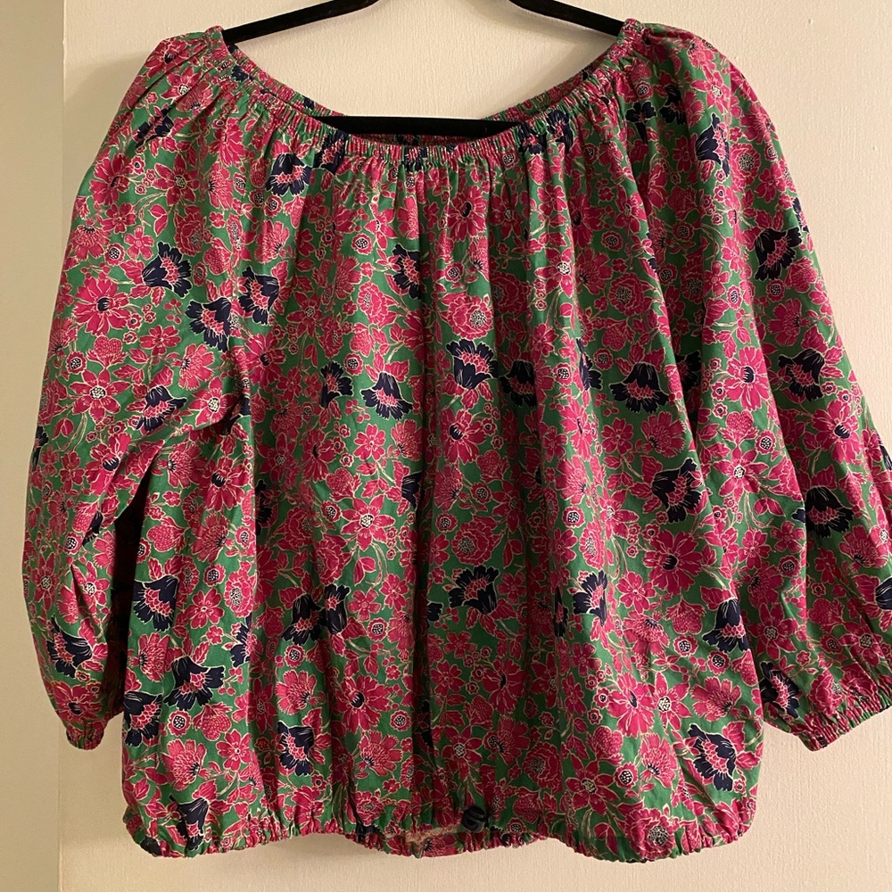 Sundry Pink and Green Floral Blouse